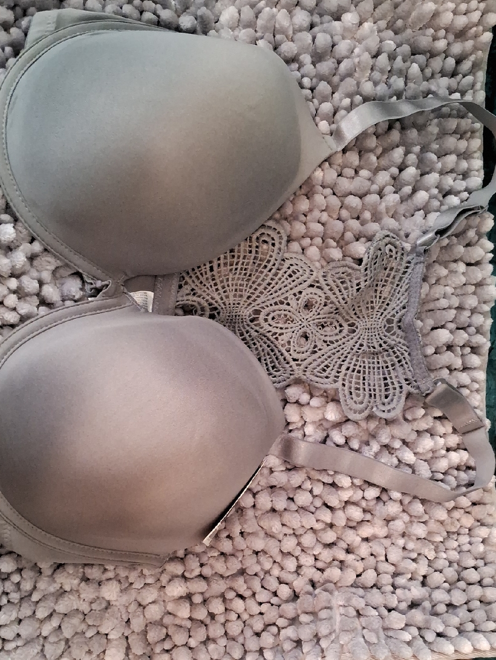 Angelina Gray Lace-Back T-Shirt Bra